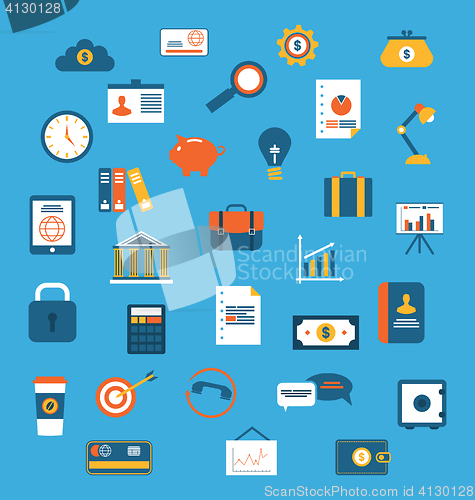 Image of Set flat icons of web design objects, business, office and marke