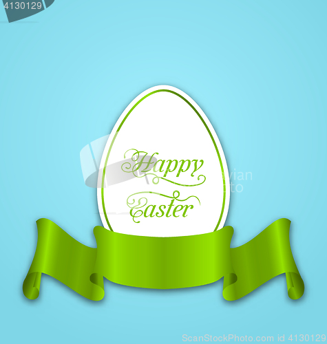 Image of Label with ribbon as Easter paper egg