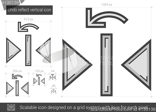 Image of Undo reflect vertical line icon.