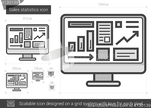 Image of Sales statistics line icon.