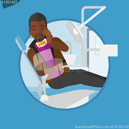 Image of Man suffering in dental chair vector illustration.