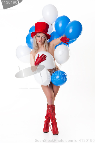 Image of Young Nude Woman With Balloons