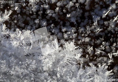 Image of Snow crystals on the ground 