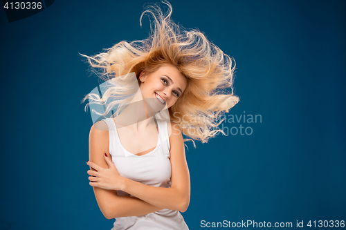 Image of The young woman\'s portrait with happy emotions