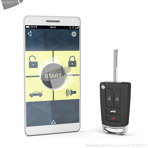 Image of Smartphone and car key