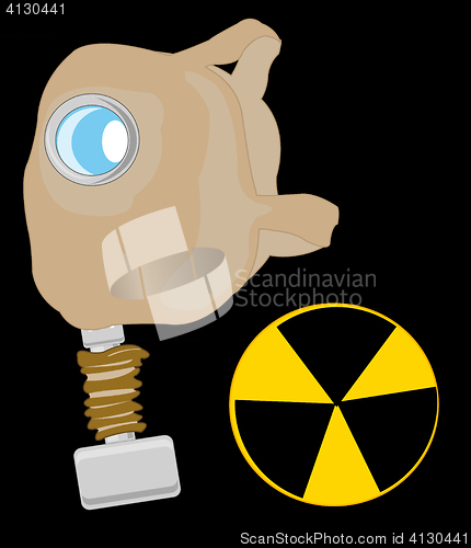 Image of Gas mask and sign radiation