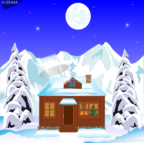 Image of Lodge in wood in winter