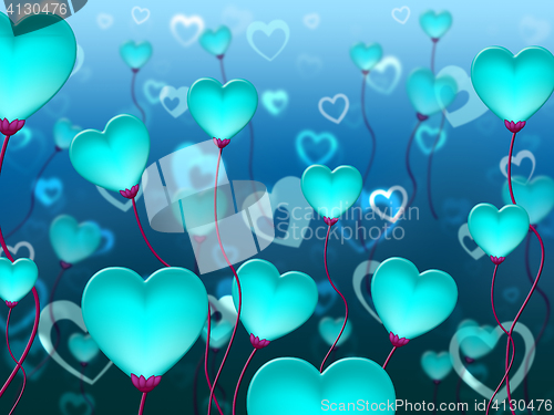 Image of Blue Hearts Background Means Valentines Day And Backgrounds