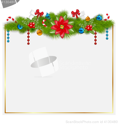 Image of Greeting card with traditional Christmas elements