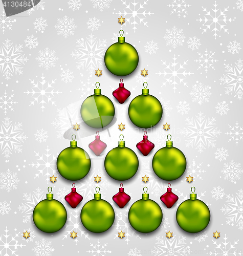 Image of Abstract tree made of Christmas taditional elements