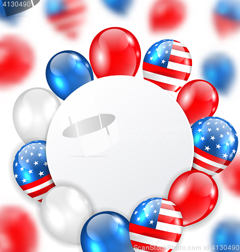 Image of Celebration Clean Card with Balloons in American National Colors