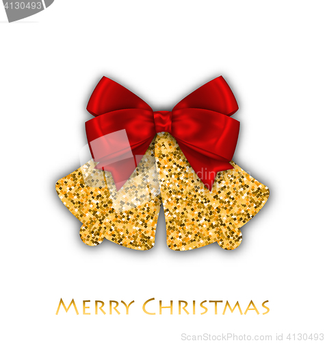 Image of Jingle bells with red bow on a white background.  illustra