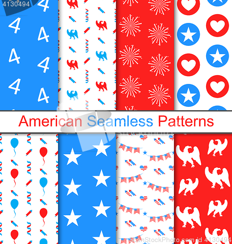 Image of Set Seamless Pattern for Independence Day