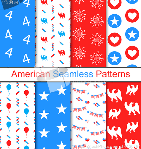 Image of Set Seamless Pattern for Independence Day