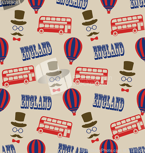 Image of Retro Seamless English Texture with Colorful Symbols of England