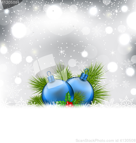 Image of Christmas winter background with glass balls