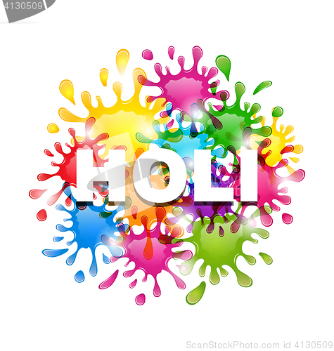 Image of Colorful Background with Blots for Indian Festival Holi Celebrat