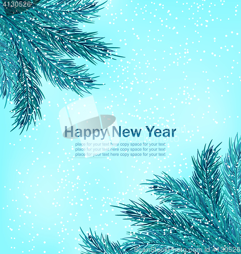 Image of Happy New Year Background with Fir Branches