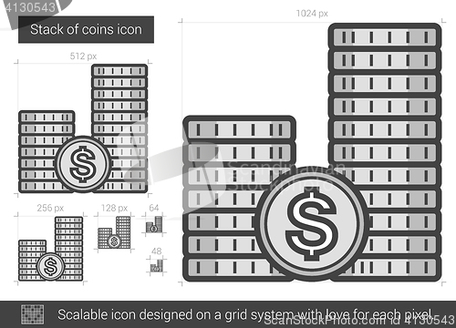 Image of Stack of coins line icon.