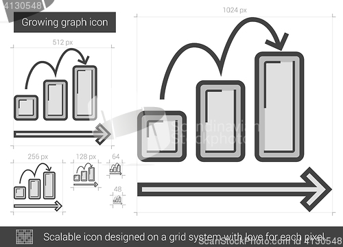 Image of Growing graph line icon.