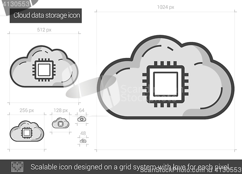 Image of Cloud data storage line icon.