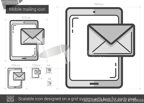 Image of Mobile mailing line icon.