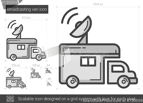 Image of Broadcasting van line icon.