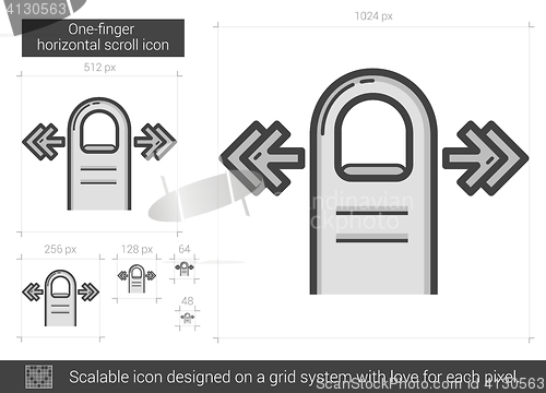 Image of One-finger horizontal scroll line icon.