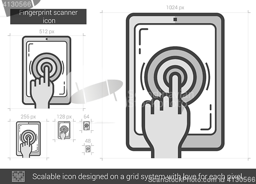 Image of Fingerprint scanner line icon.