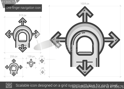 Image of One-finger navigation line icon.