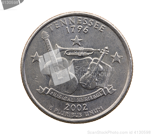 Image of coin in a quarter of the US dollar