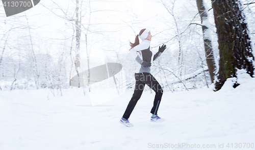 Image of Active girl in winter park
