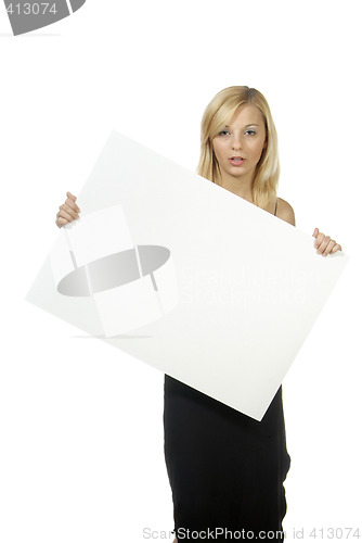 Image of woman with empty poster