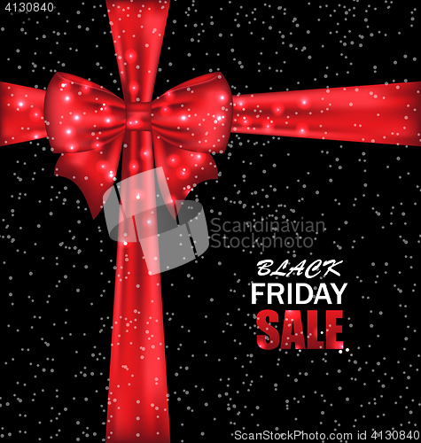 Image of Advertising Background with Bow Ribbon for Black Friday Sales