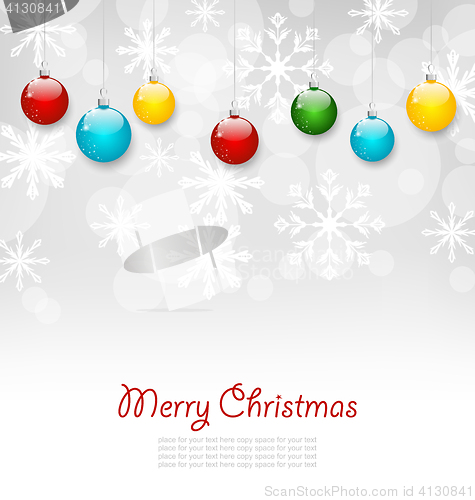 Image of Christmas Greeting Card with Colorful Balls