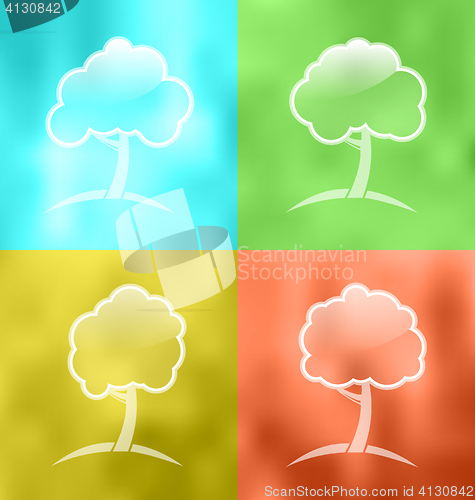 Image of Four seasonal icons with trees