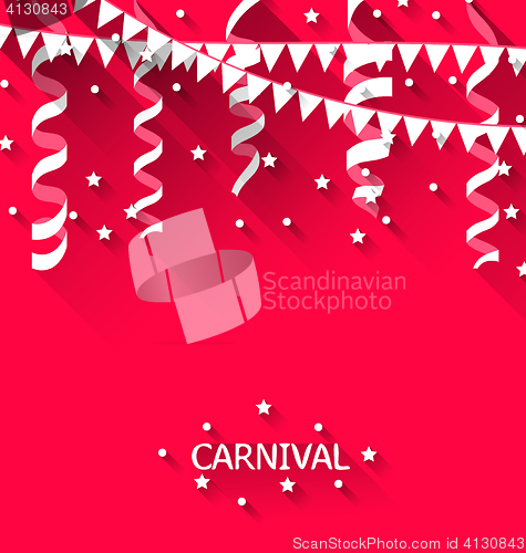 Image of Holiday background with hanging pennants for carnival party in t