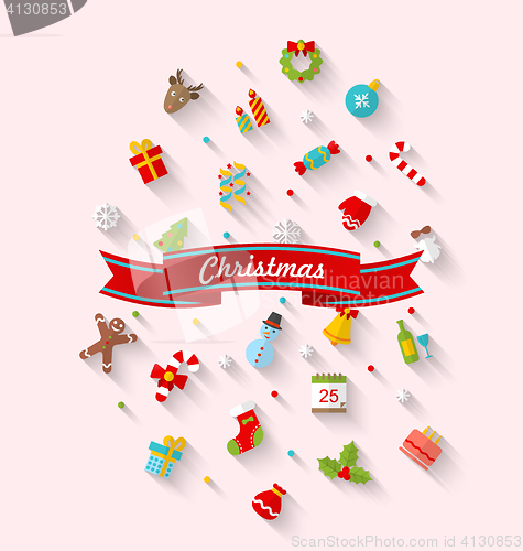 Image of Set xmas icon flat style