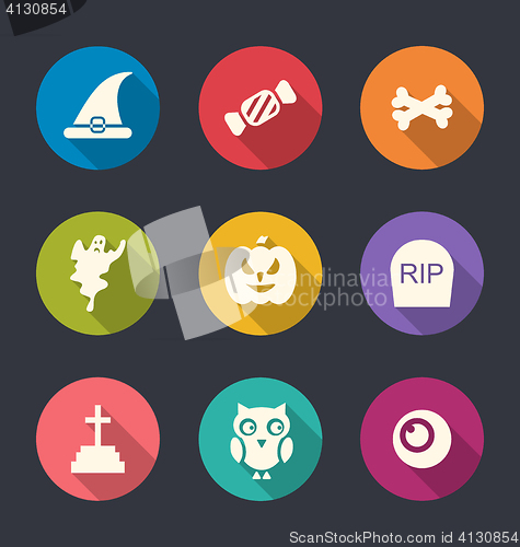 Image of Flat Icons of Halloween Symbols