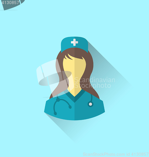 Image of Icon of medical nurse with shadow in modern flat design style