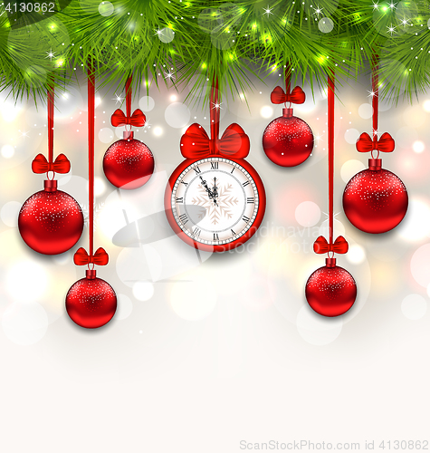 Image of New Year Shimmering Background with Clock
