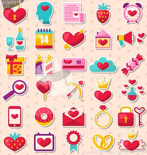 Image of Modern Flat Design Icons for Happy Valentin\'s Day, Collection Ho