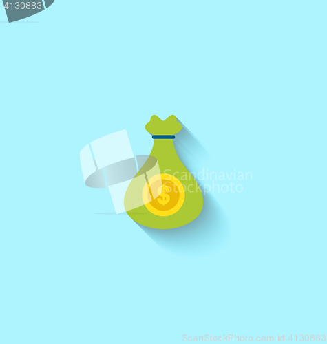 Image of Flat Icon of Canvas Bag Money