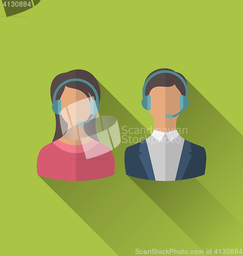 Image of Icons of male and female avatars for operators call center or su