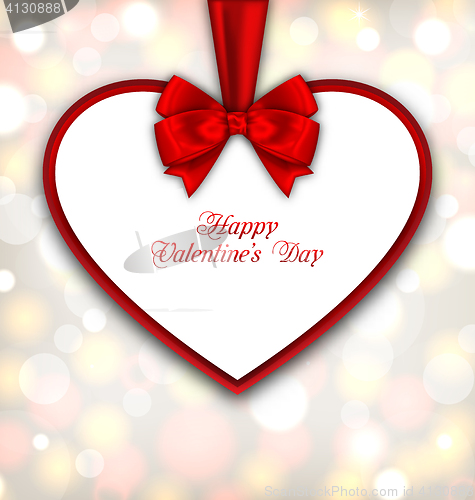 Image of Celebration Card in form Heart with Ribbon Valentines Day