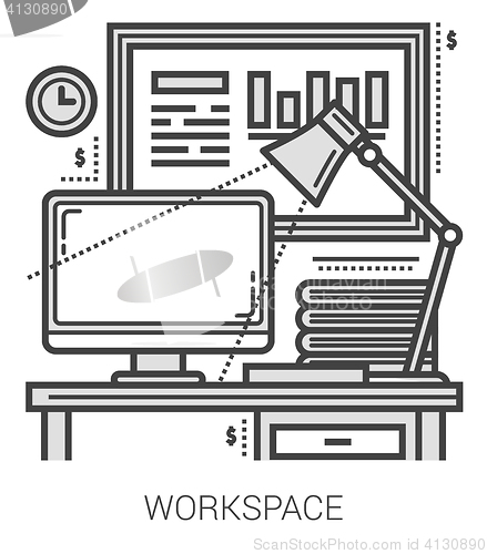 Image of Workplace line icons.