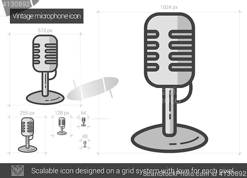 Image of Vintage microphone line icon.
