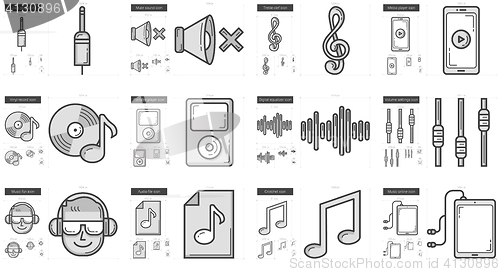 Image of Music line icon set.