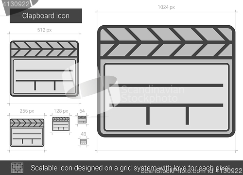 Image of Clapboard line icon.