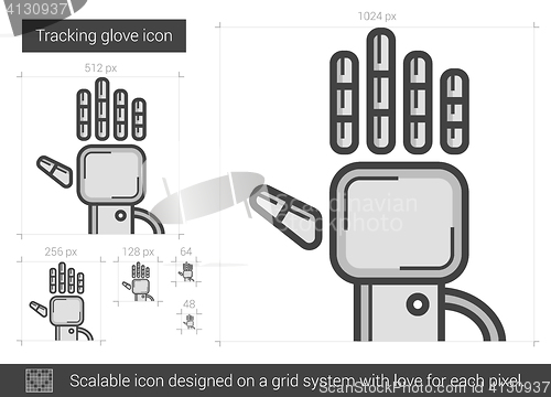 Image of Tracking glove line icon.